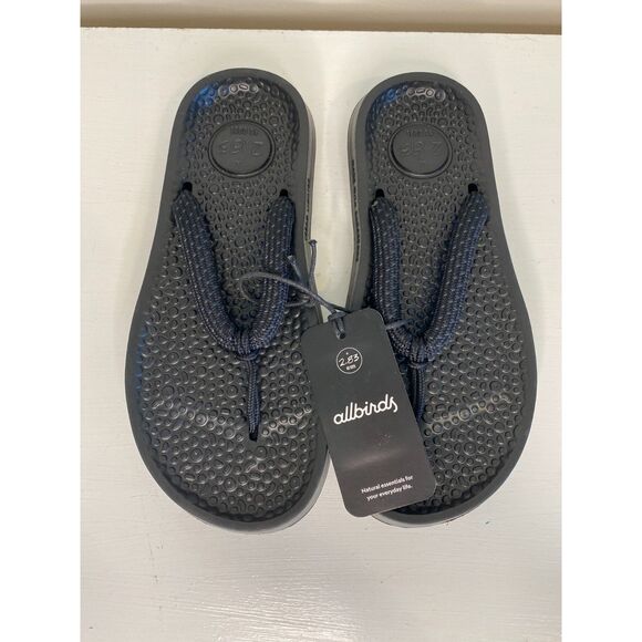 Allbirds Sugar Zeffer Black Flip Flop Sandals Womens 6 NWT - Picture 1 of 5